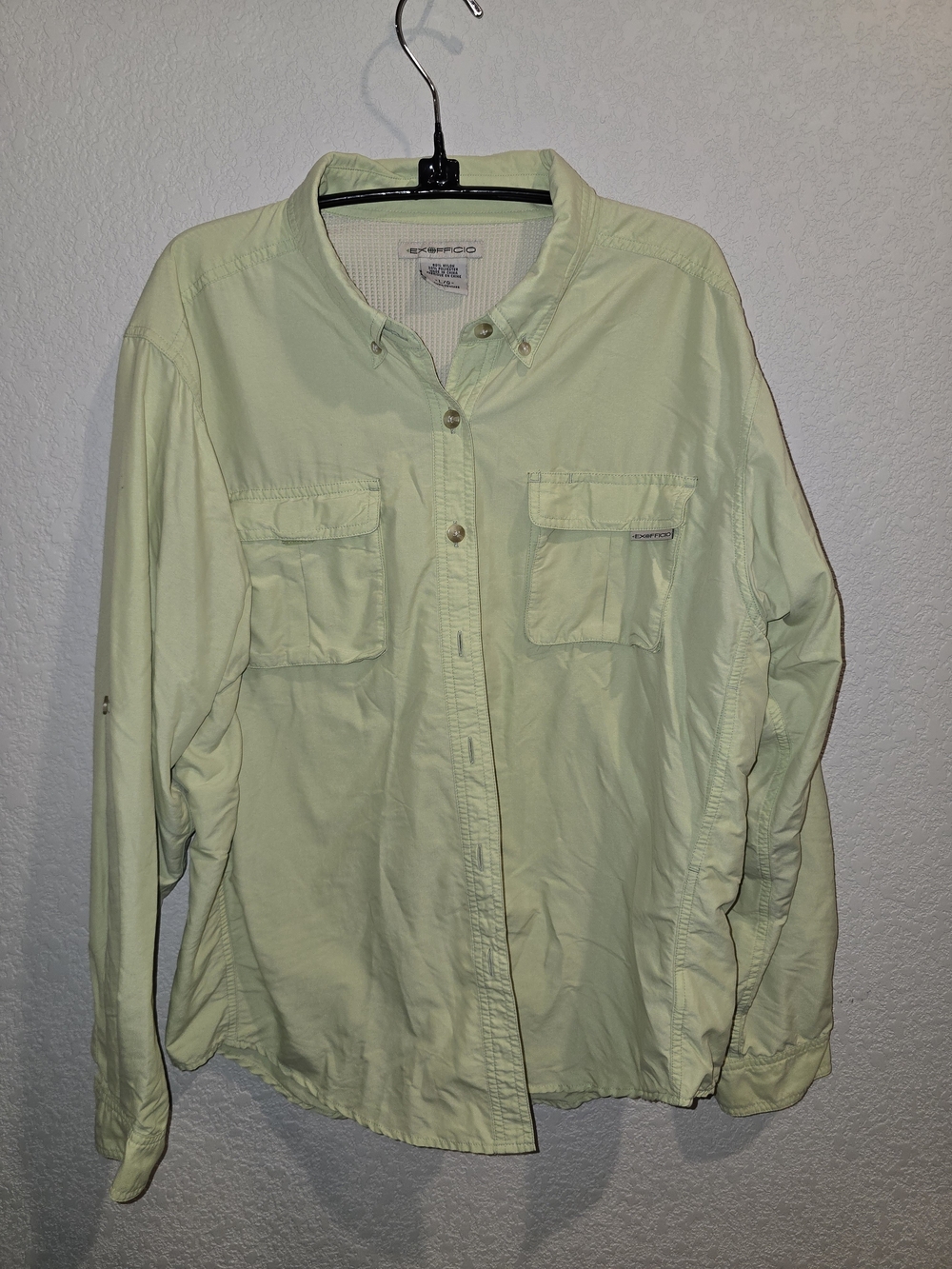 ExOfficio Women's Light Green Long Sleeve Convertible Hiking Fishing Shirt -